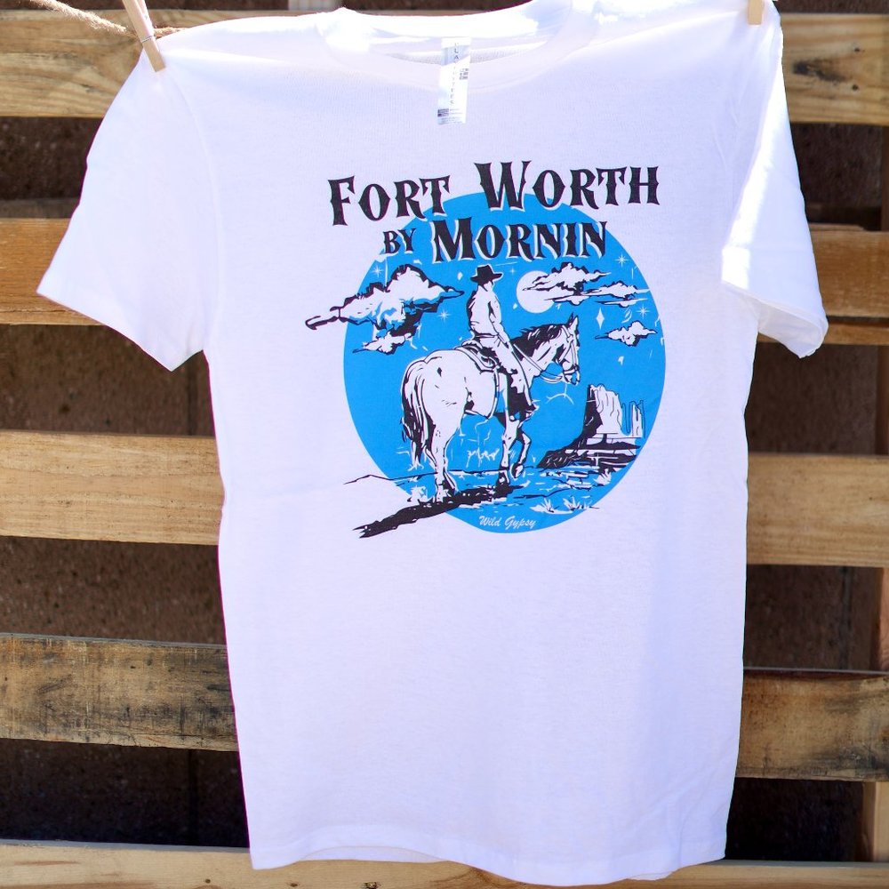 Fort Worth By Mornin Country Western Cowboy Unisex Graphic Tee T-Shirt S-XL